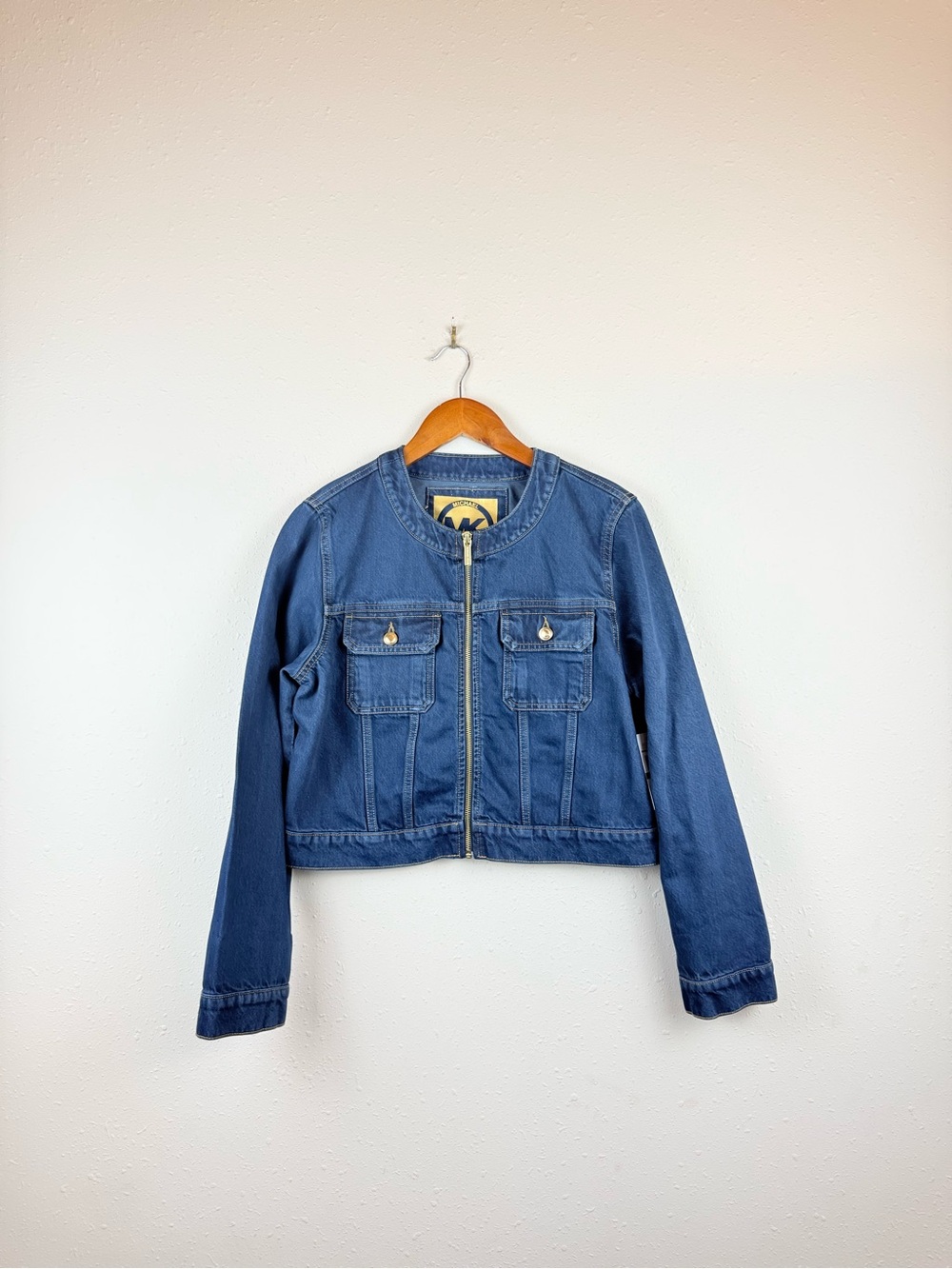 Michael Kors Women’s Denim Zipper Dark Blue Jean Jacket Size Large NWT